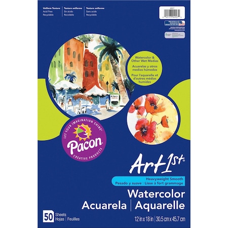 Ucreate Watercolor Paper, White, 90lb., 12in x 18in, PK50 P4927